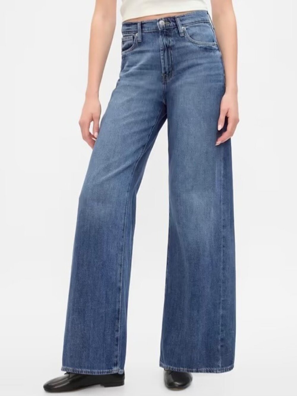 Gap High Rise Wide Leg Jeans Size 27 Blue Denim Baggy Classic Rigid Smart Casual